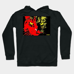 ANGRY CAT POP ART -  RED YELLOW BLACK Hoodie